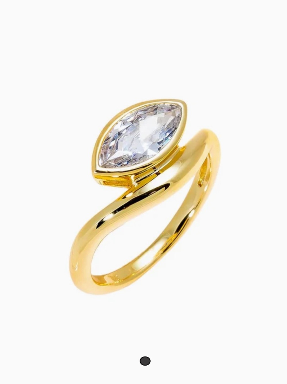 Adina Eden Gold Marquise CZ Swirled Pinky Ring Sz 4